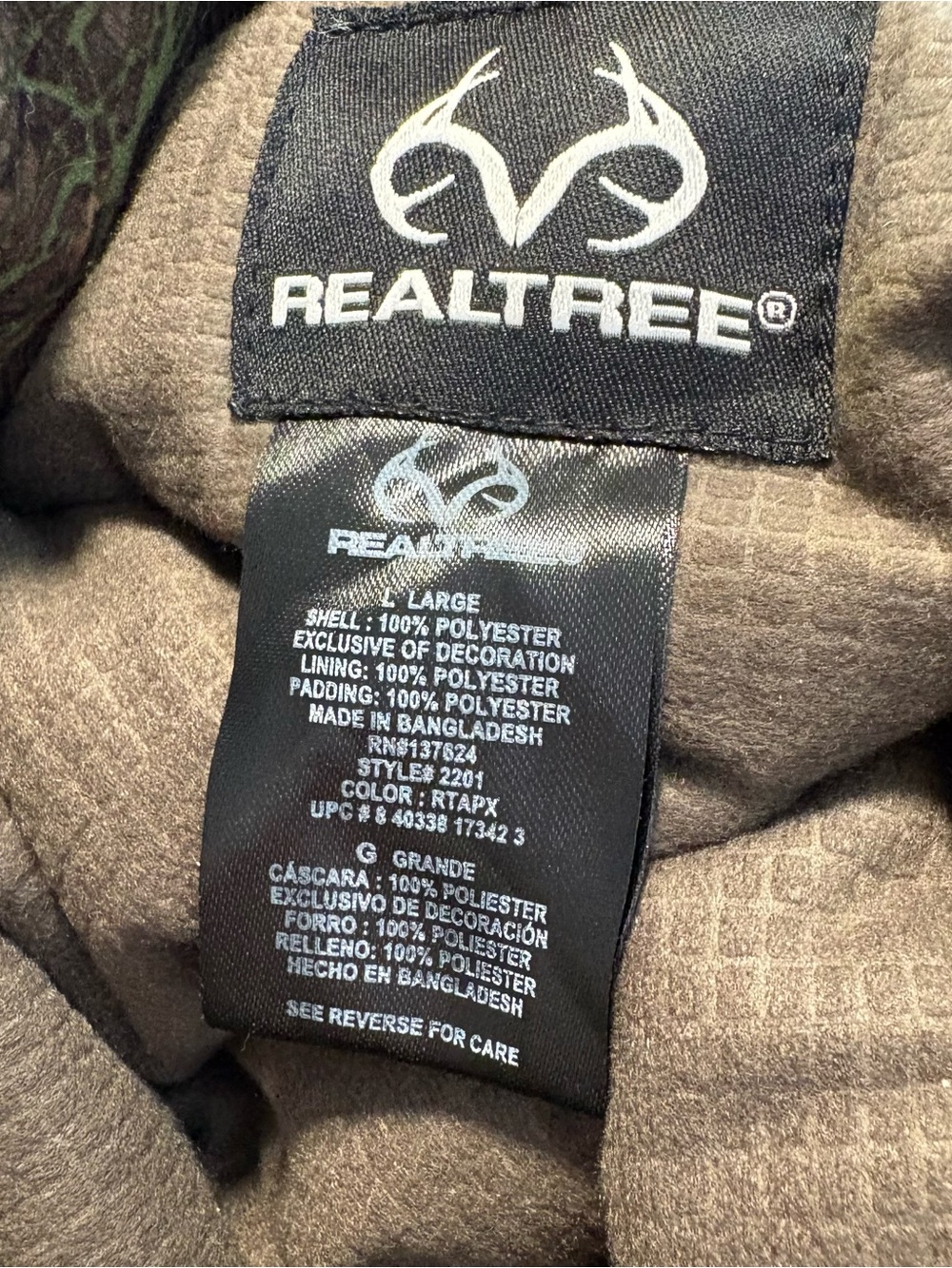 Realtree APX Insulated Hooded Camo Hunting Jacket Woodland Relaxed Fit L - Picture 8 of 8